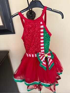 Weissman Red & Green Sequin Tutu Dress for Kids